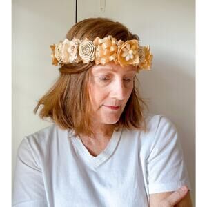 Vintage Floral Crown Bohemian Hippie wedding Wicker Neutral Natural Earthy Beach